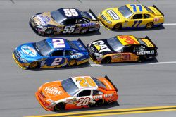 The Aaron's 499 at Talladega Superspeedway produced three-, sometimes four-wide, racing throughout the entire event. Credit: John Harrelson/Getty Images for NASCAR